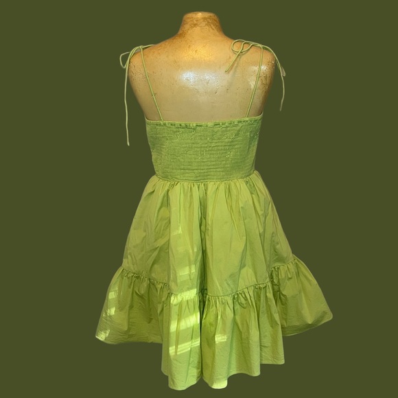🍏Staud Lime Green Tiered Mini Dress🍏 - Picture 3 of 6